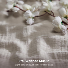 BIOWEAVES Organic Muslin close-up—soft breathable weave that helps baby sleep more peacefully.