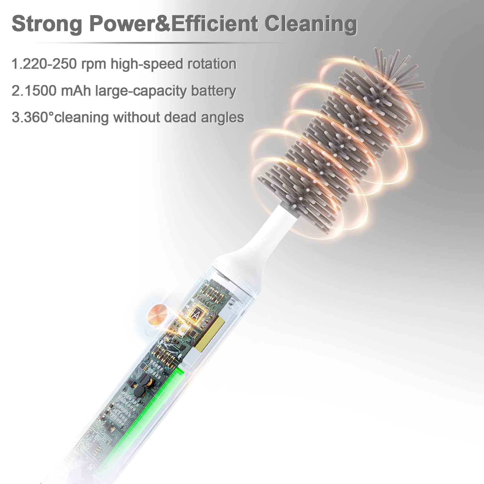 Rechargeable 1500mAh battery powers a week of use