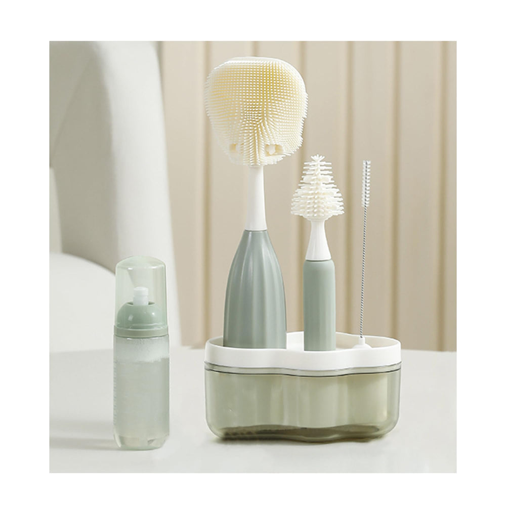 biqin baby bottle brush kit with push-foam for fast, thorough cleaning