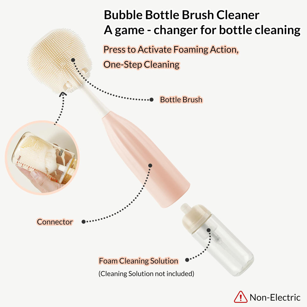 Biqin bendable bottle brush head reaches tight corners for thorough washing