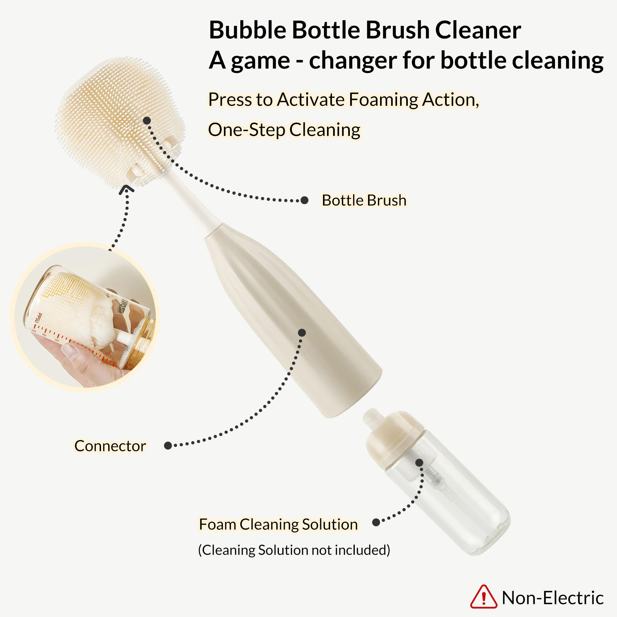 BiQin bendable bottle brush head reaches tight corners with ease