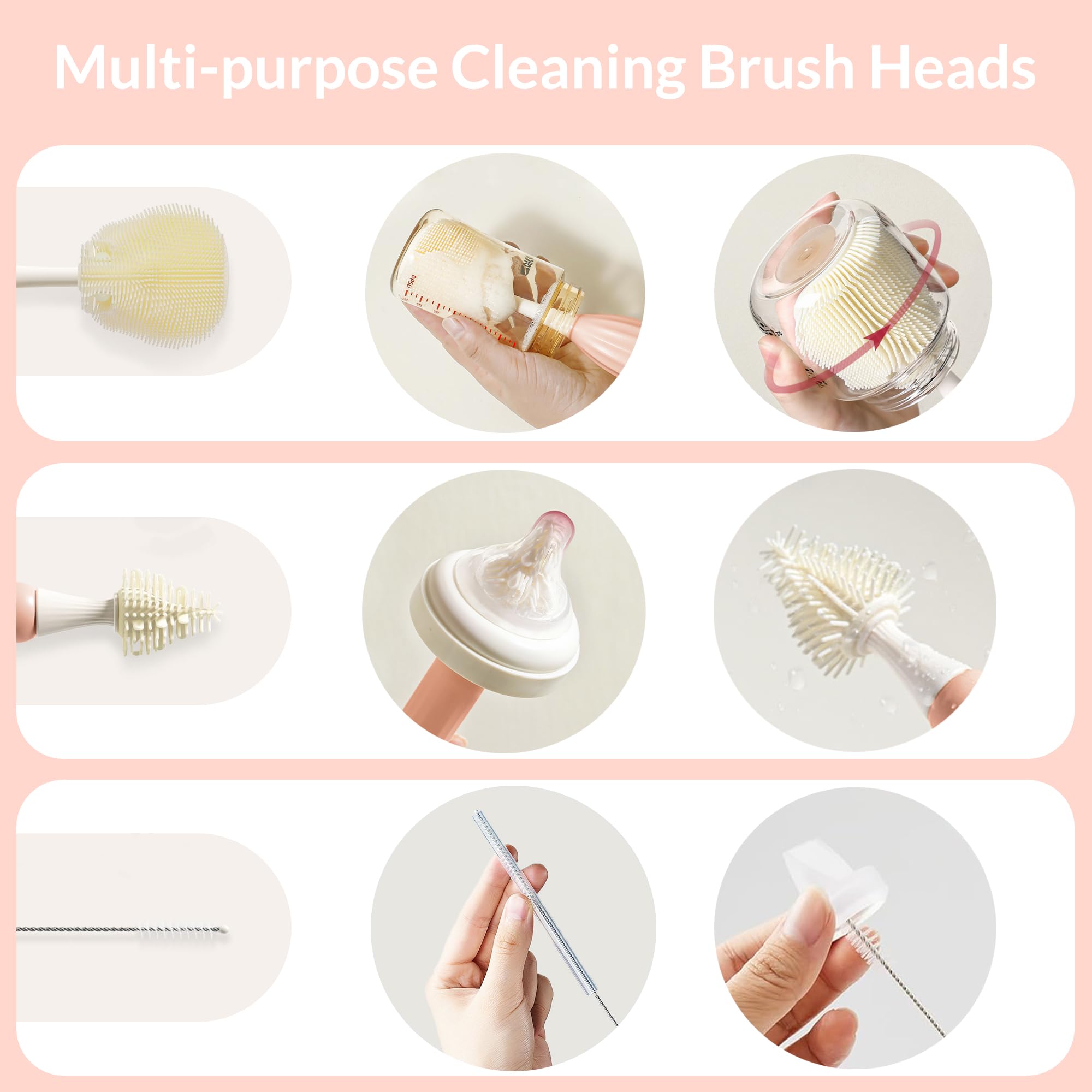 Biqin nipple brush cleans delicate connectors without scratching