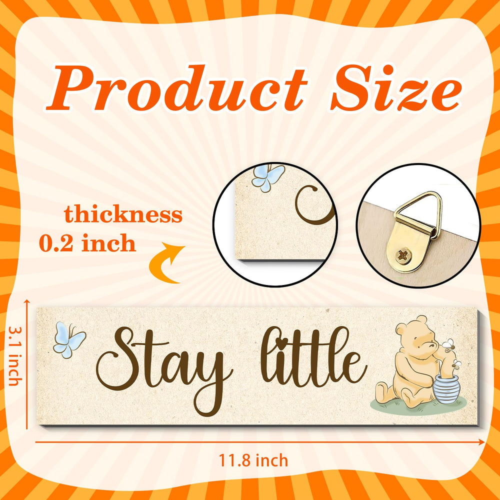 BirtDerr Pooh wooden signs are easy to mount and kid-friendly.