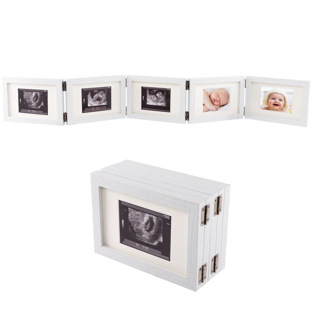 Biubee 5-folding sonogram frame front view shows rustic wood design for ultrasound photos