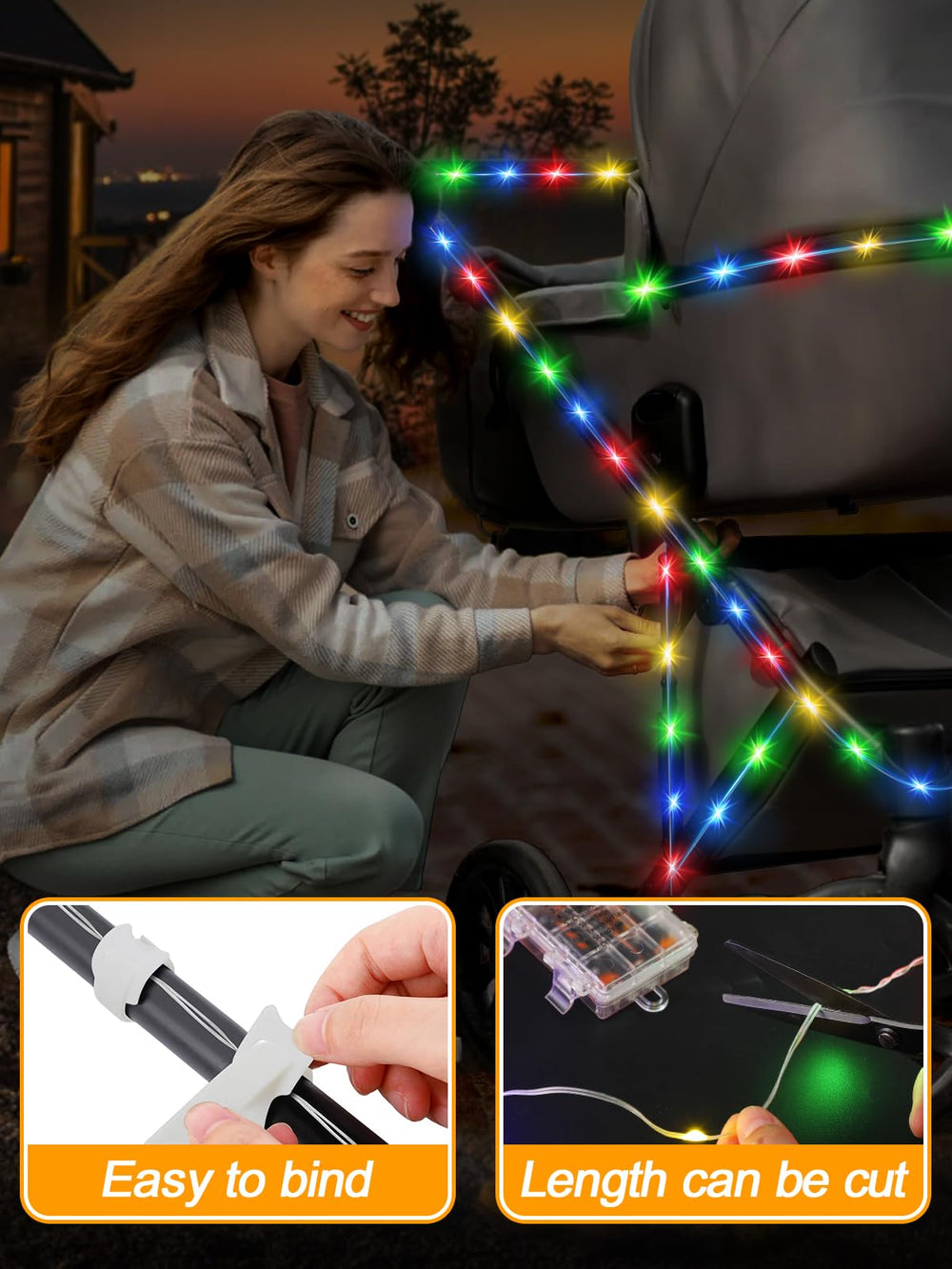 Biubee LEDs suitable for bikes, skateboards, and motorcycles at night.