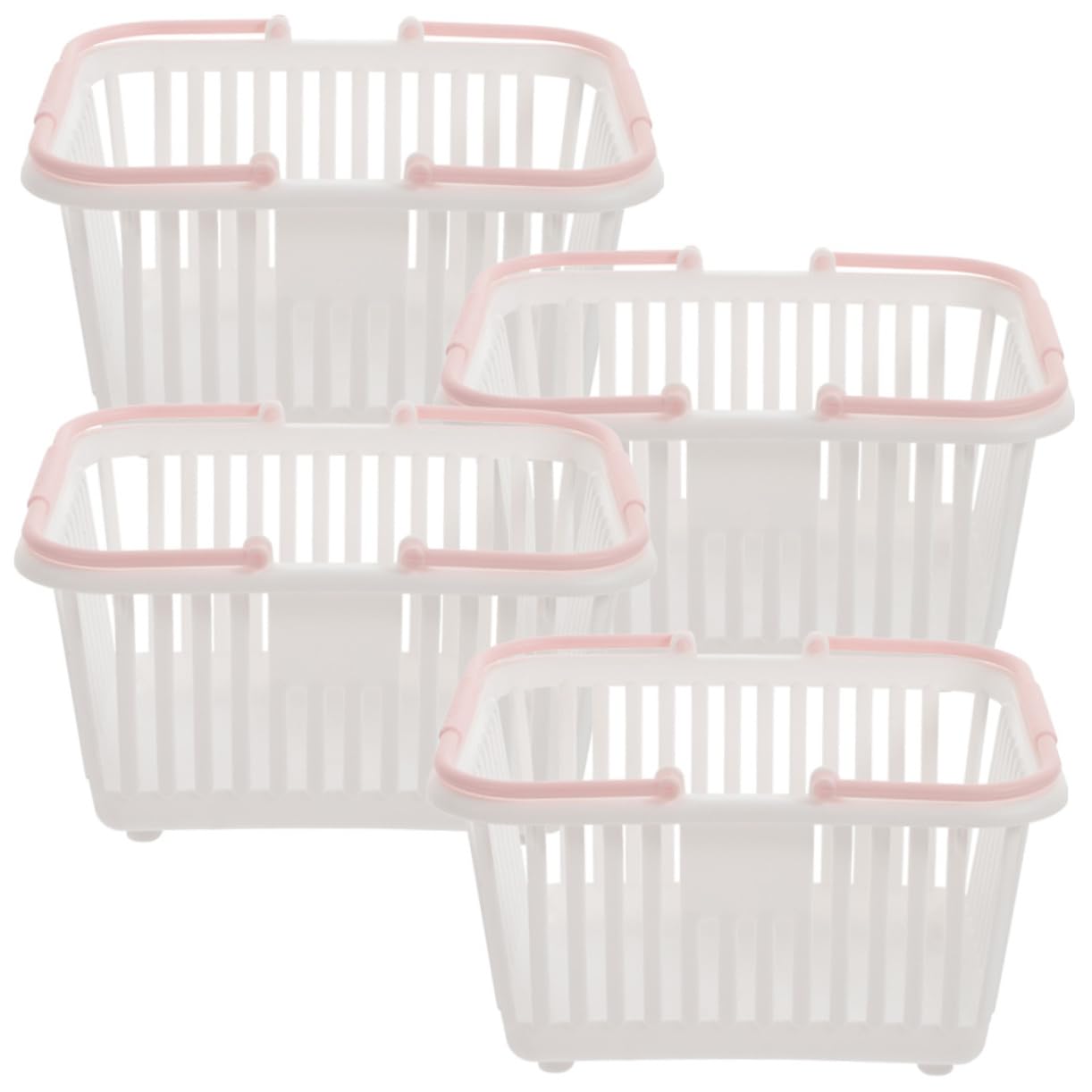 BIUDECO 4-pack storage baskets with handles for easy desktop organization.