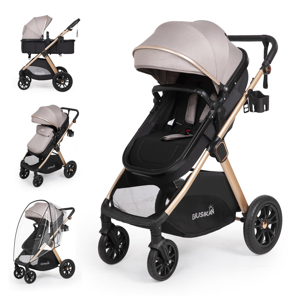 Biusikan 6-in-1 stroller in bassinet mode for newborn comfort and bonding