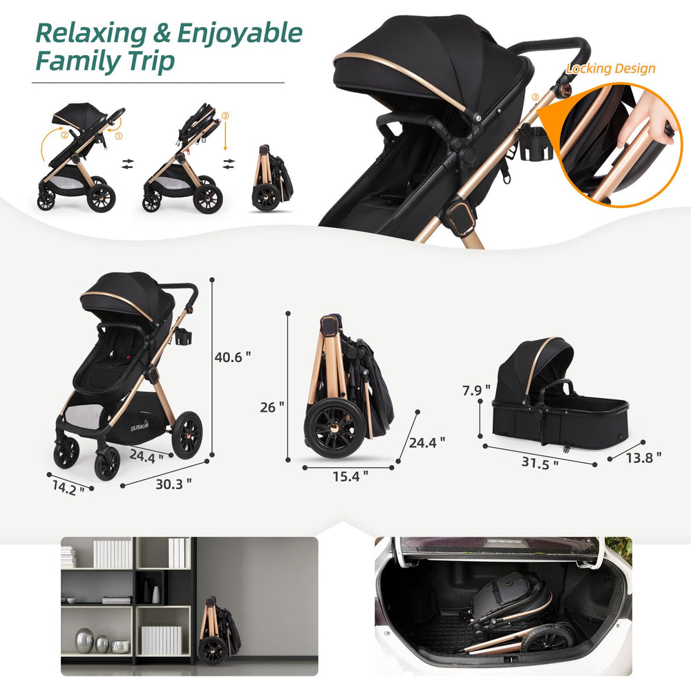 BIUSIKAN 6-in-1 stroller cup holder and storage for easy access.
