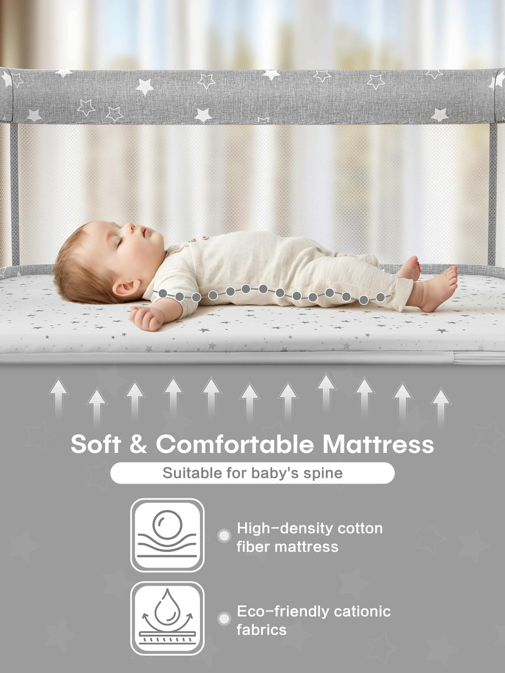 BIUSIKAN bassinet all-mesh design with breathable panels for airflow