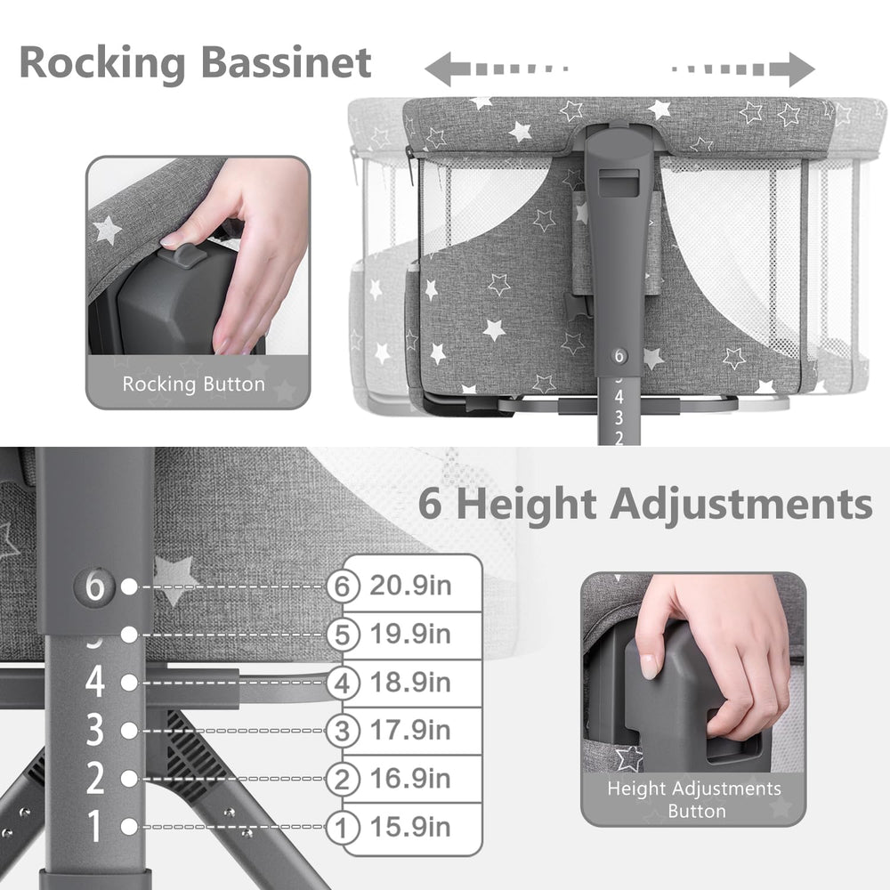 Biusikan bedside sleeper attached to bed for convenient night feeds.