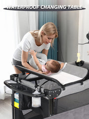 BIUSIKAN bedside sleeper with diaper changer keeps baby close and diaper-ready within arm's reach.