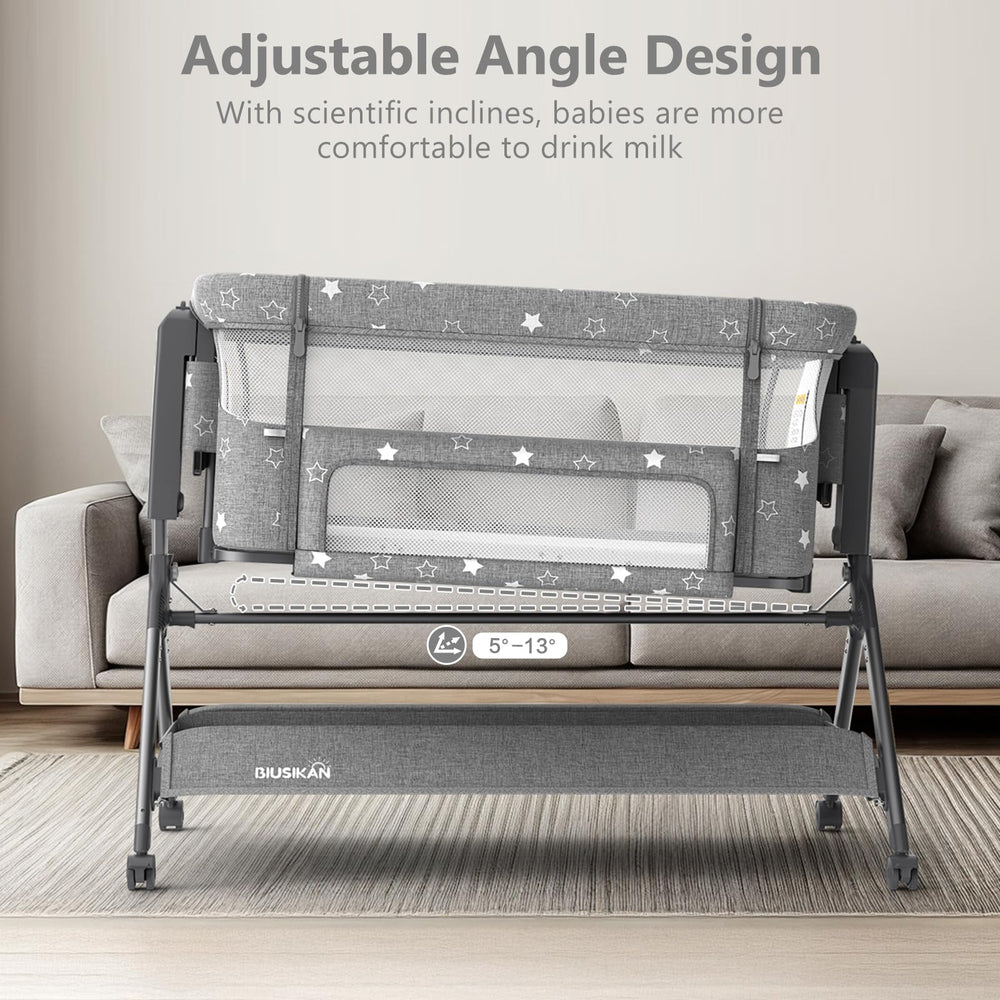Biusikan adjustable height aligns with your bed for late-night routines.