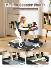 BIUSIKAN Music and Lights Baby Walker side view showing ergonomic backrest support