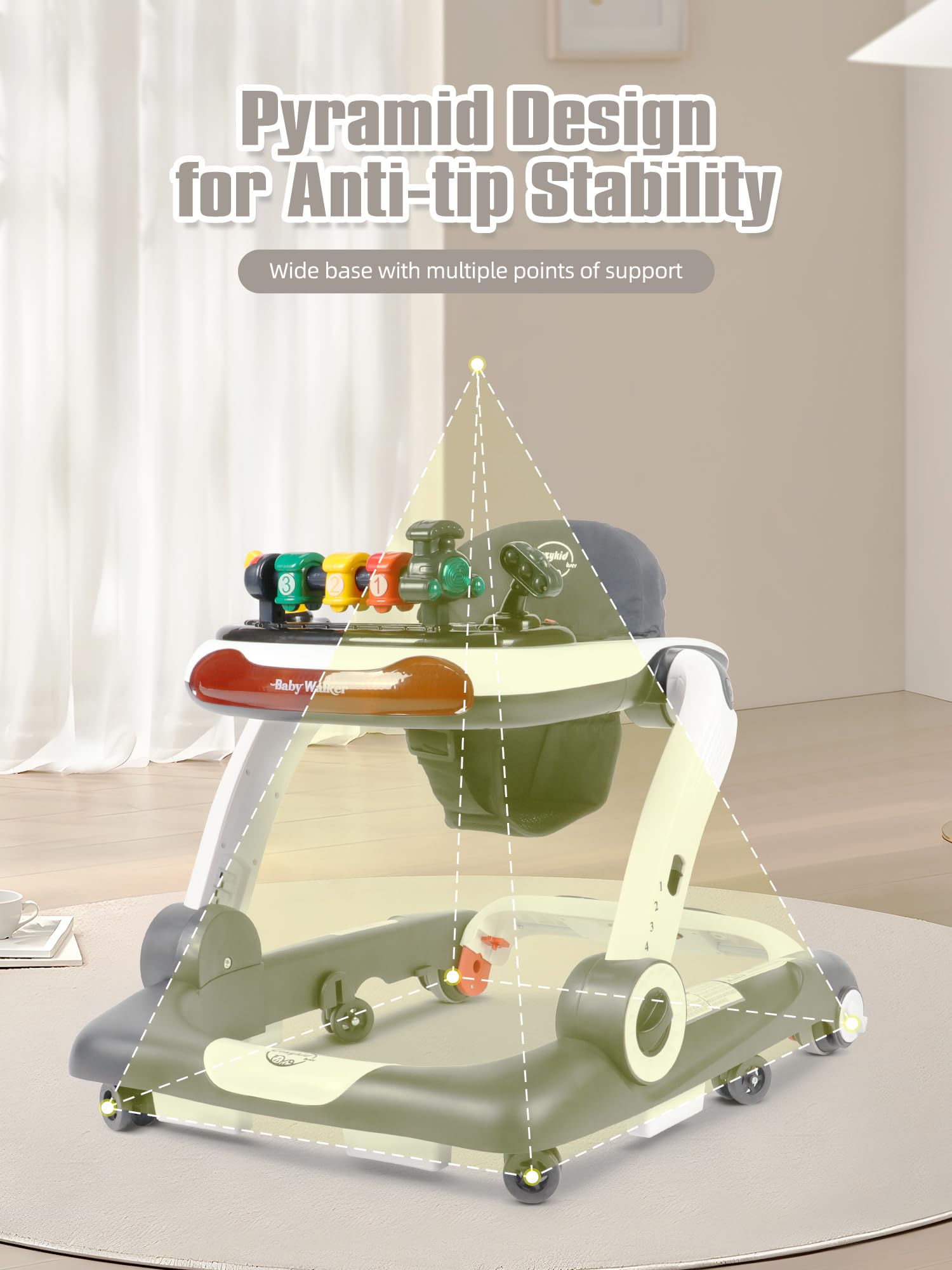 BIUSIKAN safety features with anti-slip pads protect little movers on floors.
