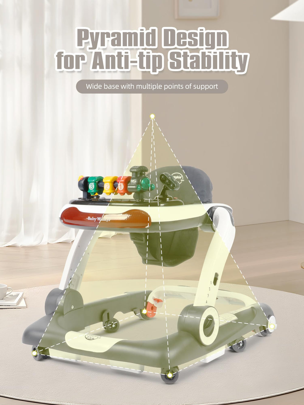 BIUSIKAN safety features with anti-slip pads protect little movers on floors.