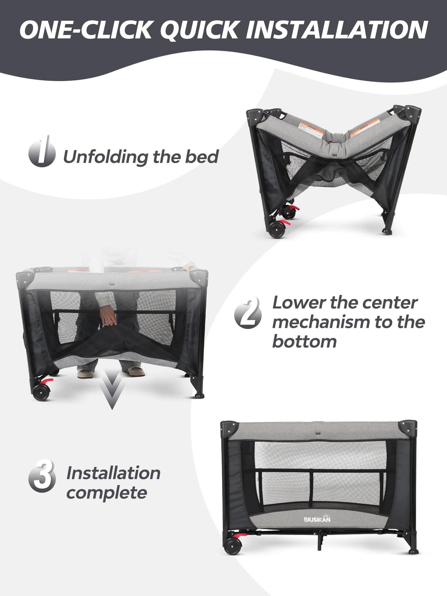BIUSIKAN waterproof diaper changer simplifies cleanups and diaper duties.