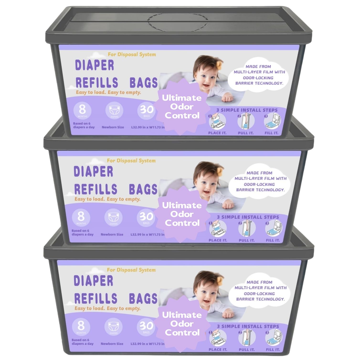Biuskuku lavender-scented easy roll refill packaging showing odor control