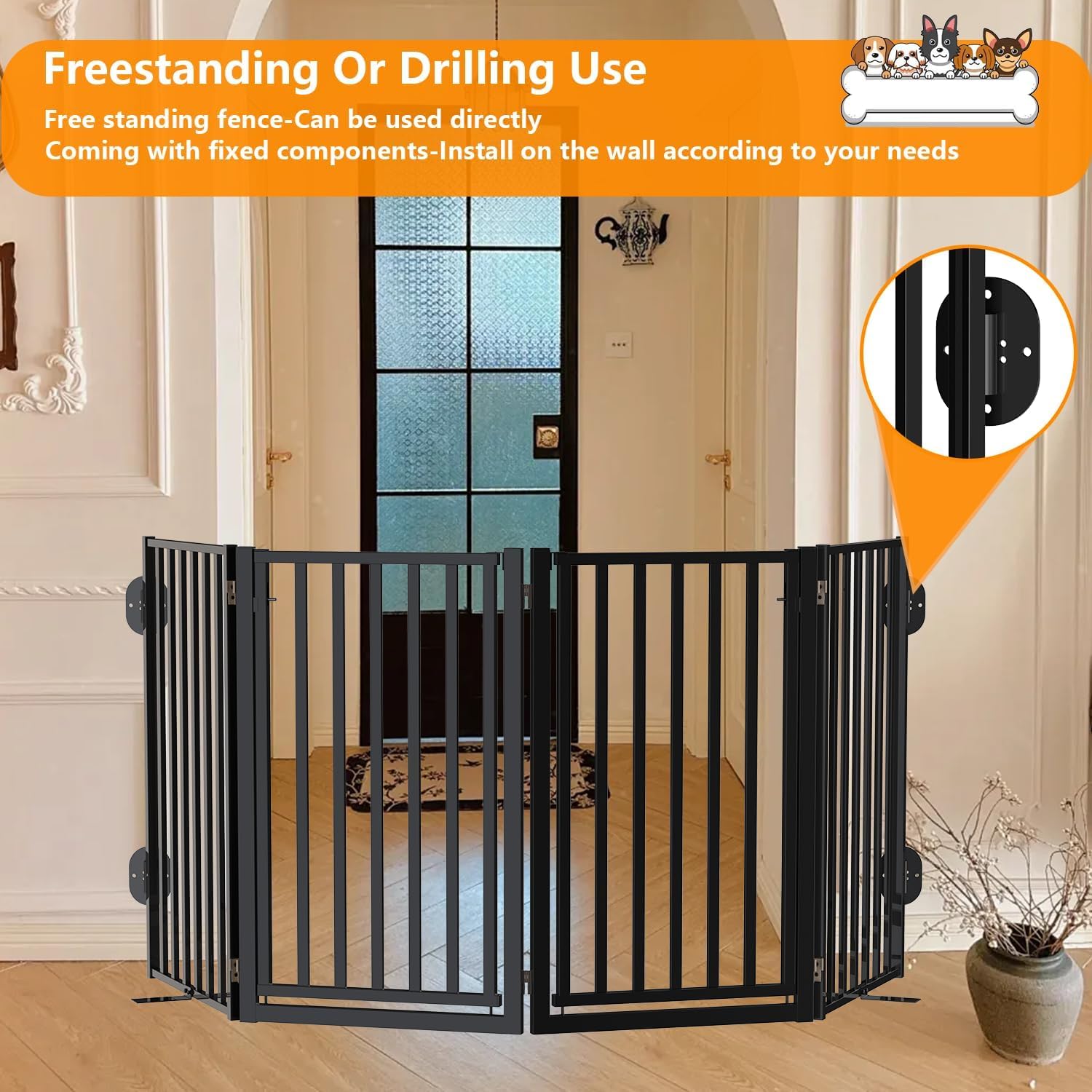 No-tools setup for Bknius; ready-to-use, with wall mounting plates if desired