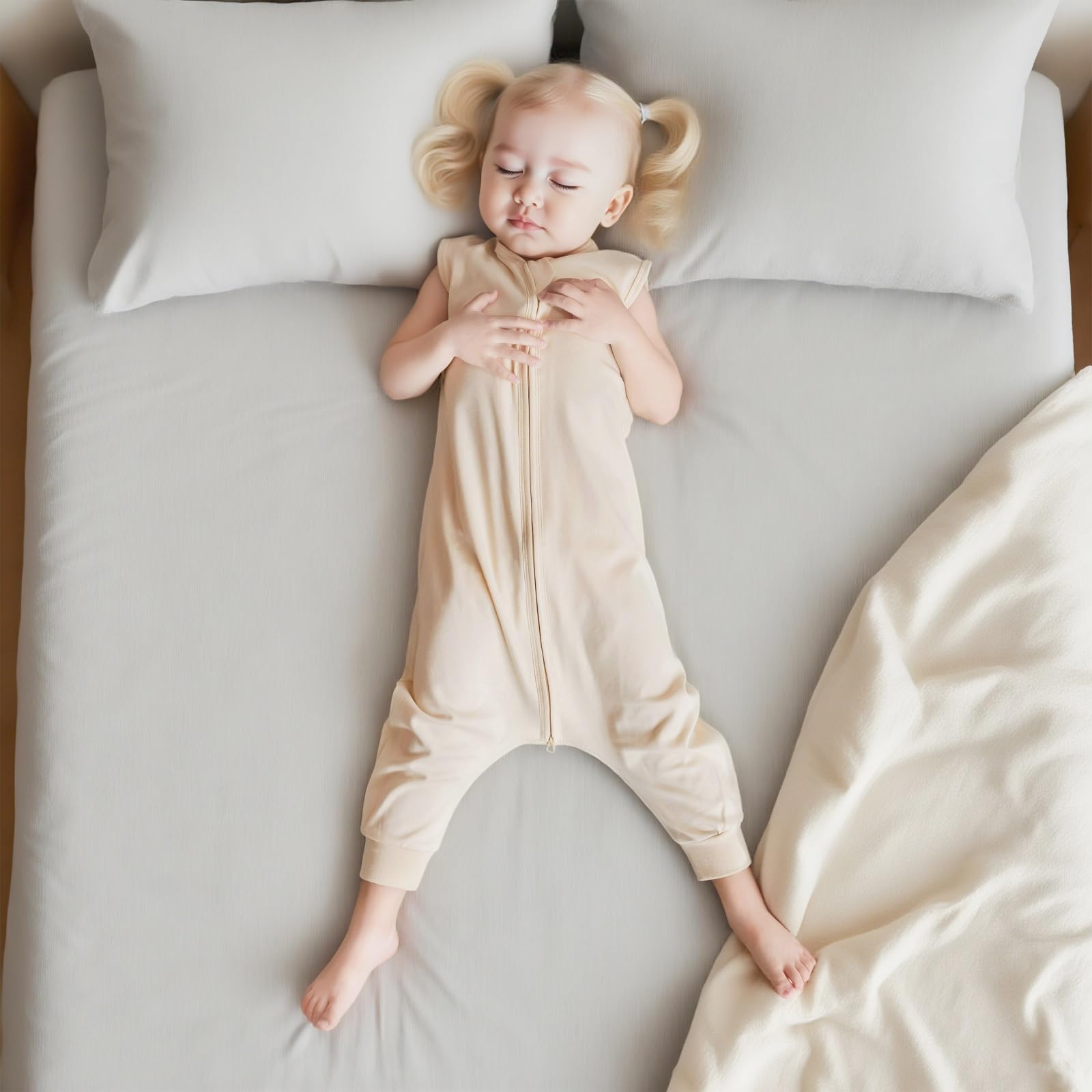 Blackleaf Baby sleep sack features crotch snaps and a two-way zipper for easy diaper changes