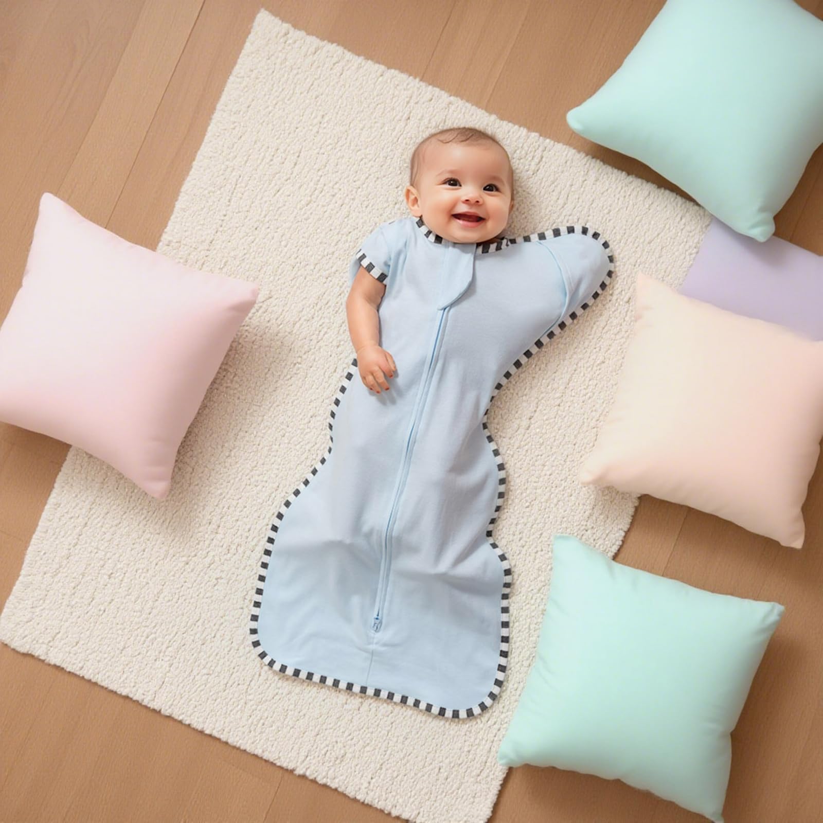 Blackleaf Baby swaddle with 2-way zipper for easy night changes
