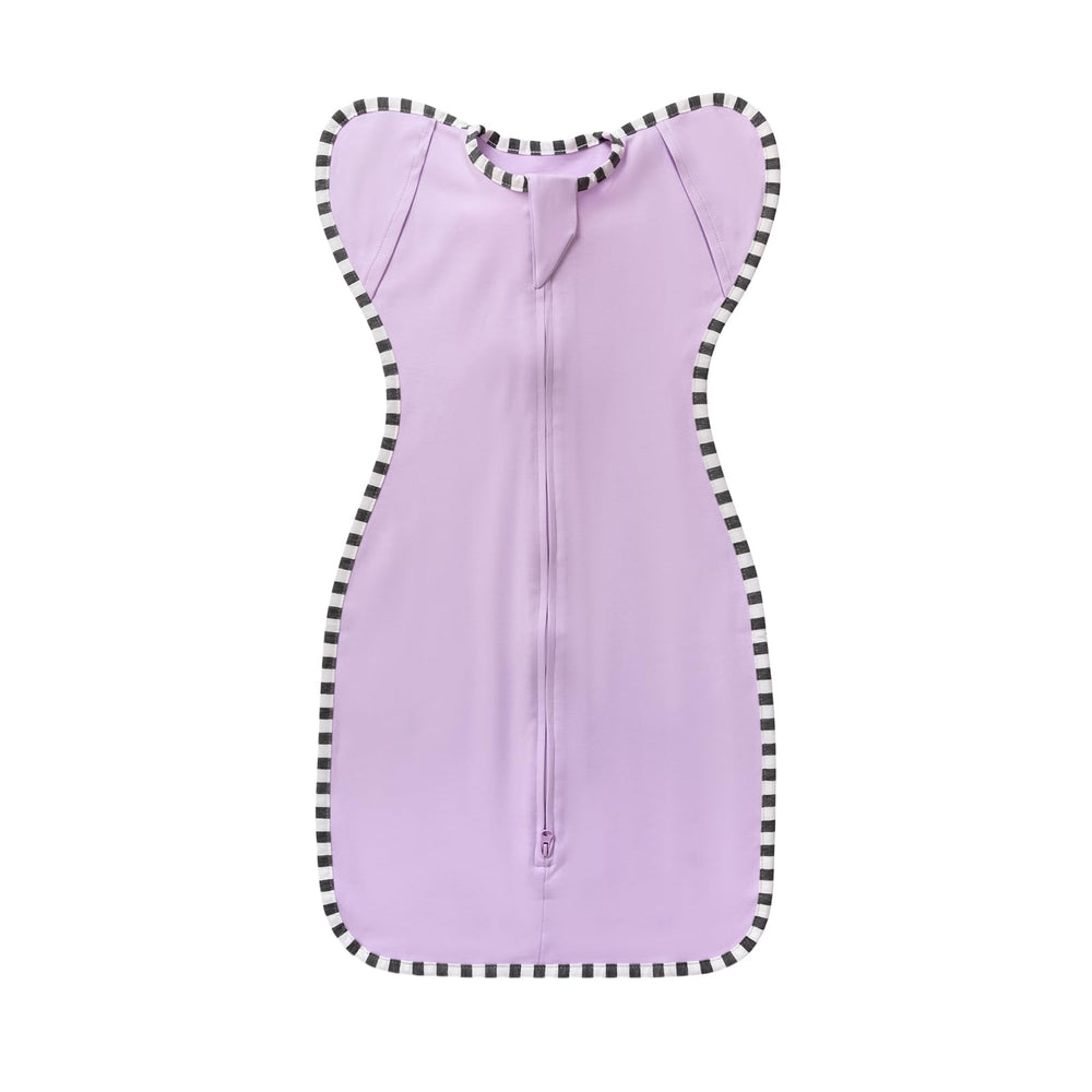 Blackleaf Baby pink and purple swaddle shown on a baby
