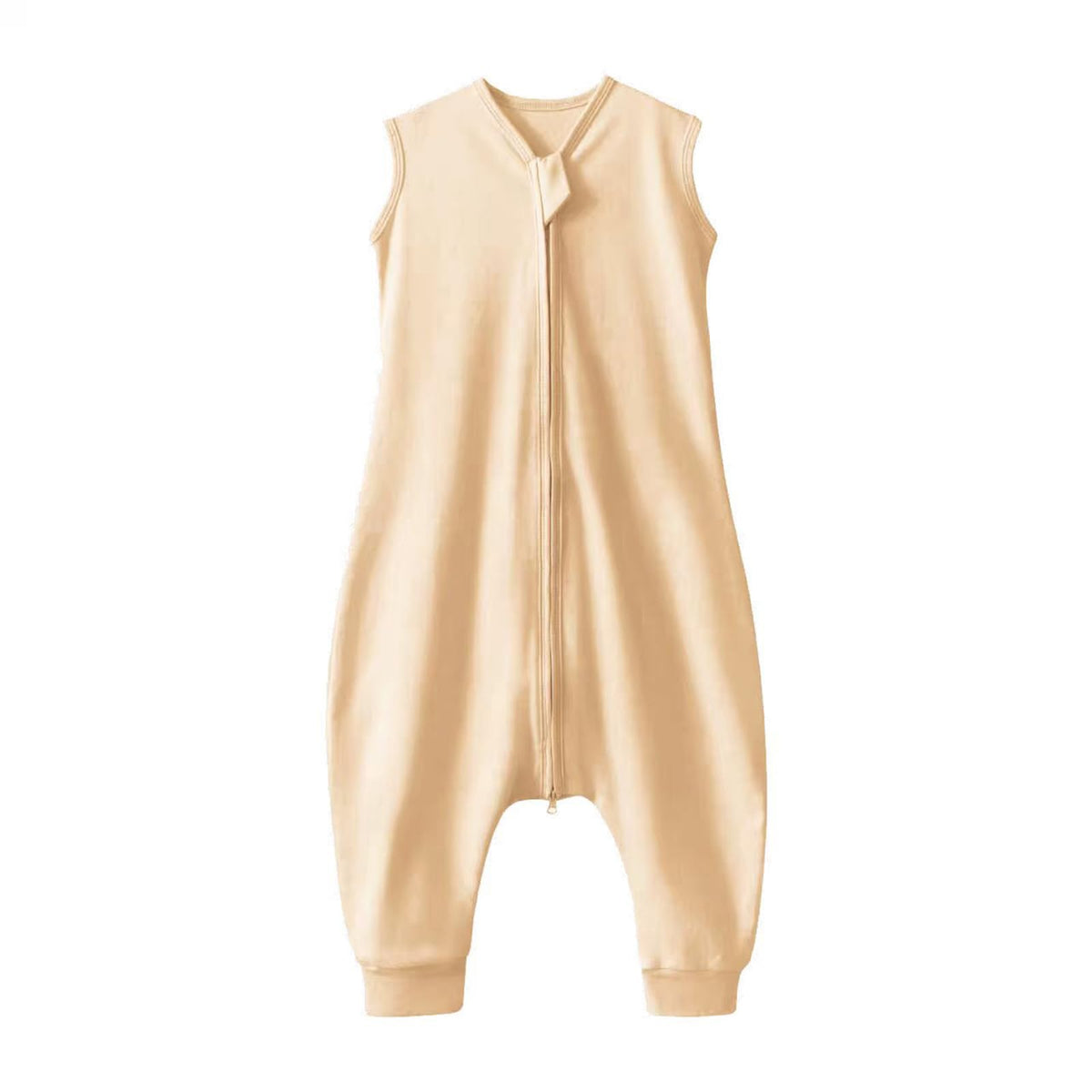 Blackleaf Baby sleep sack with feet in light apricot keeps toddlers cozy through sleep
