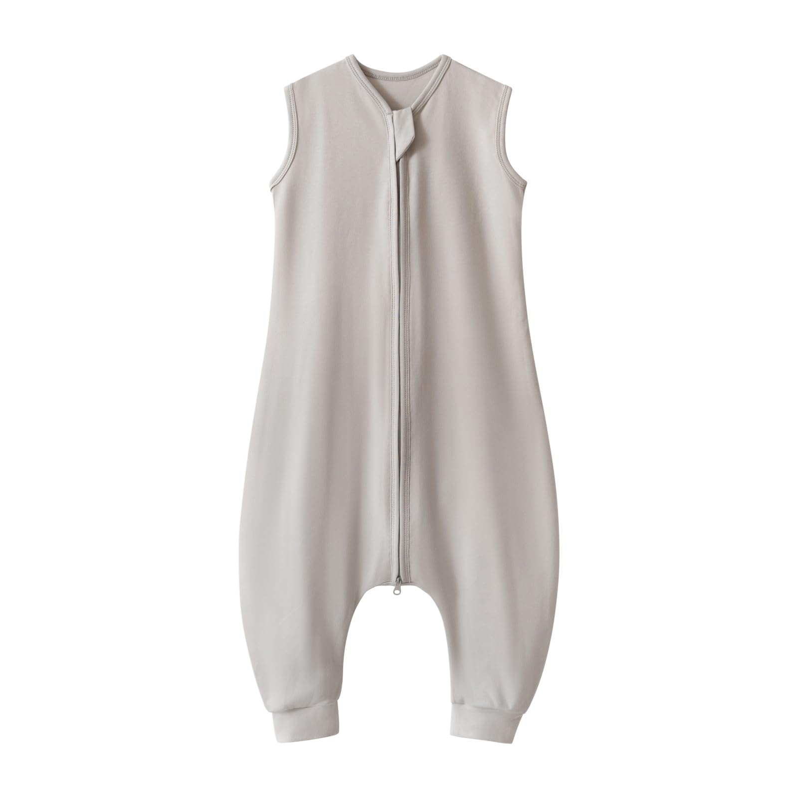Blackleaf Baby toddler sleep sack with feet in grey, lying flat for cozy nights.