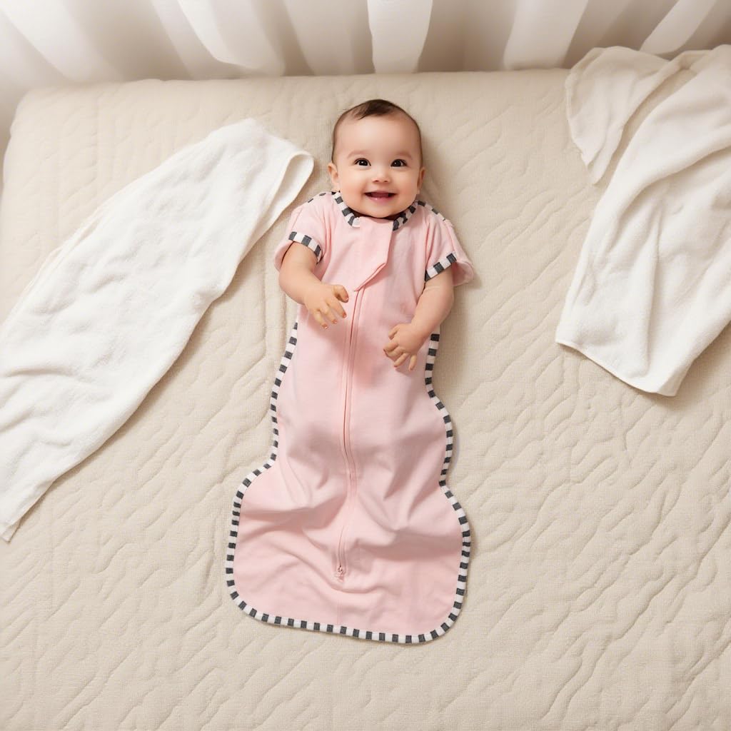 Blackleaf Baby two-piece set in pink and apricot for newborn to infant sleepwear.