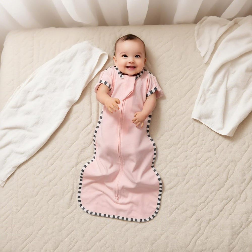 Blackleaf Baby two-piece set in pink and apricot for newborn to infant sleepwear.