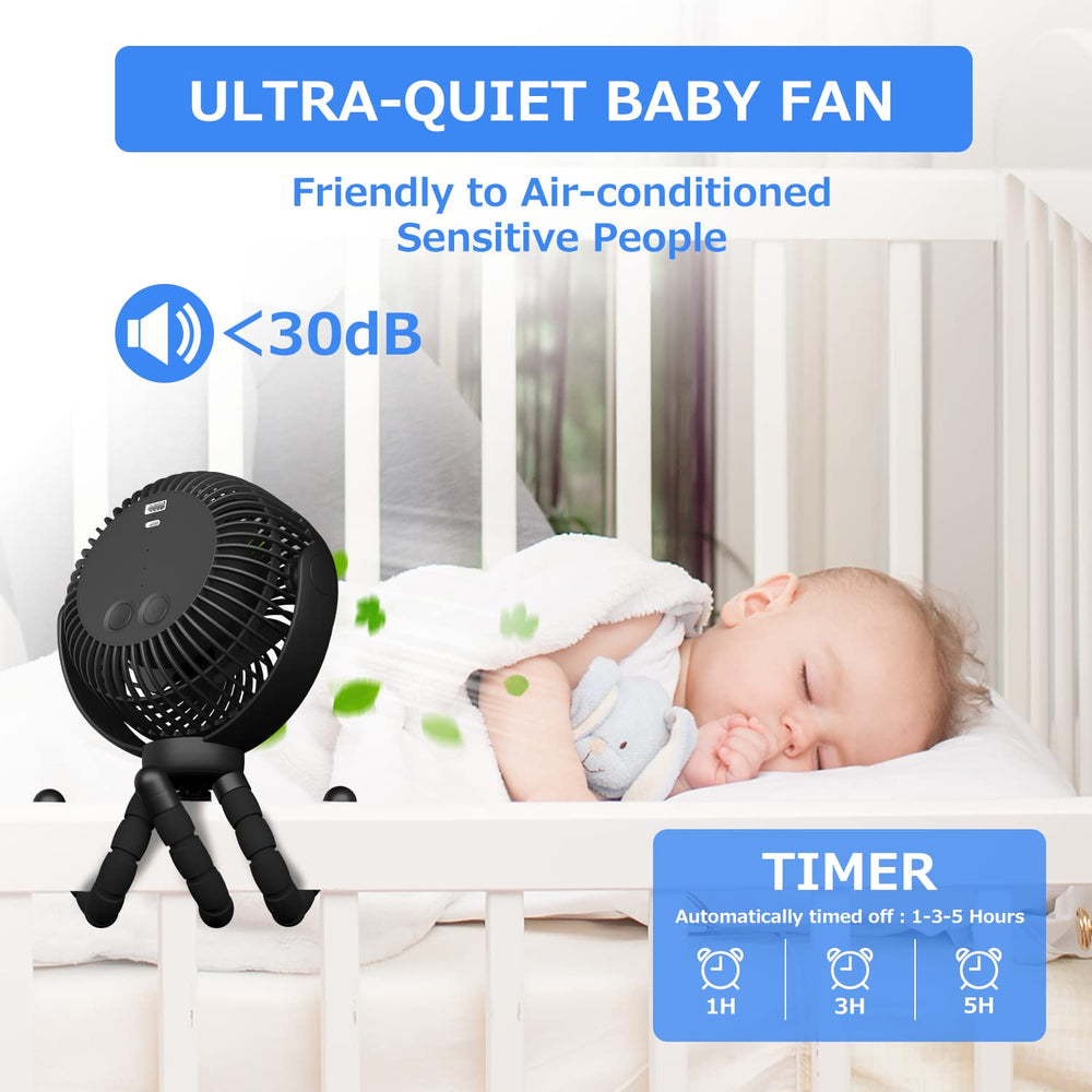 BLBS Stroller Fan versatile clip-on, handheld, or desk fan.