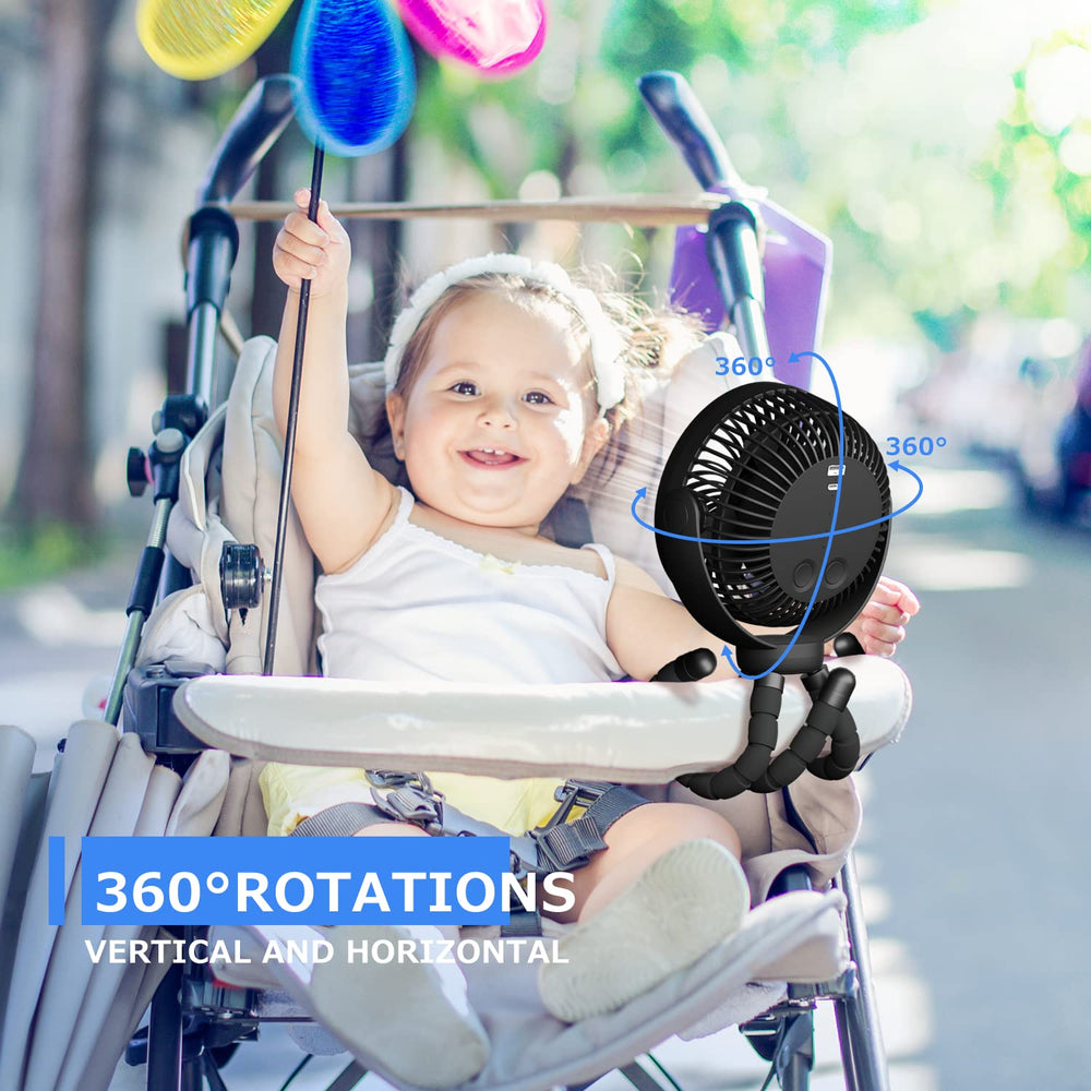 BLBS Stroller Fan delivers quiet, powerful airflow for baby comfort.
