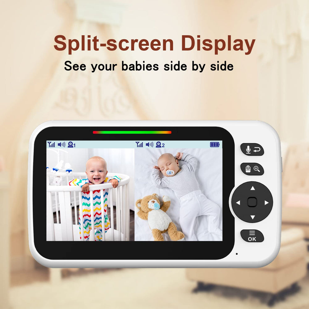 Blemil baby monitor split-screen view for simultaneous monitoring of two feeds.