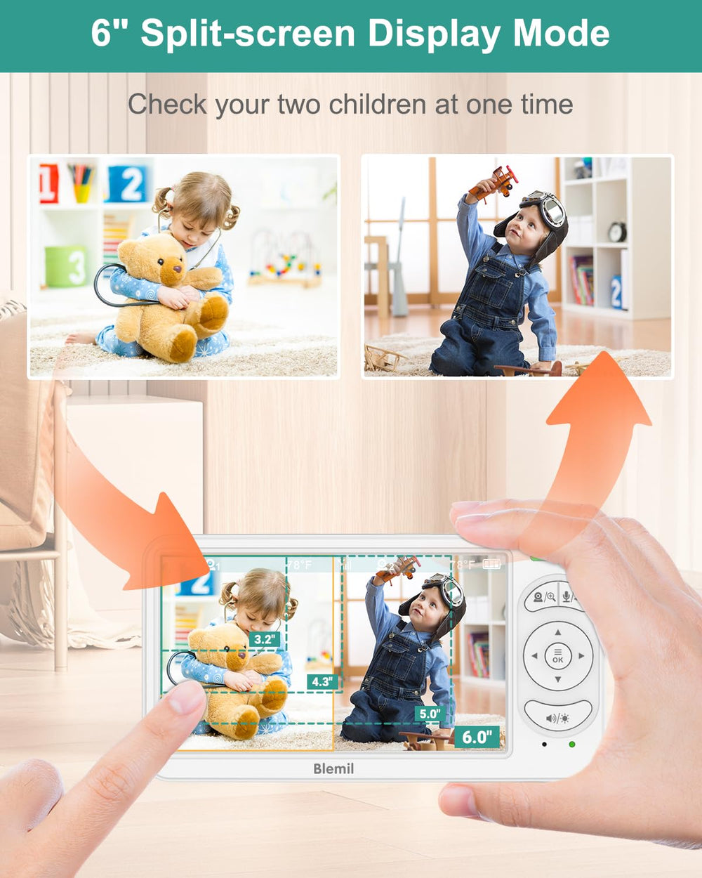 Blemil dual cameras provide wide coverage for safe monitoring