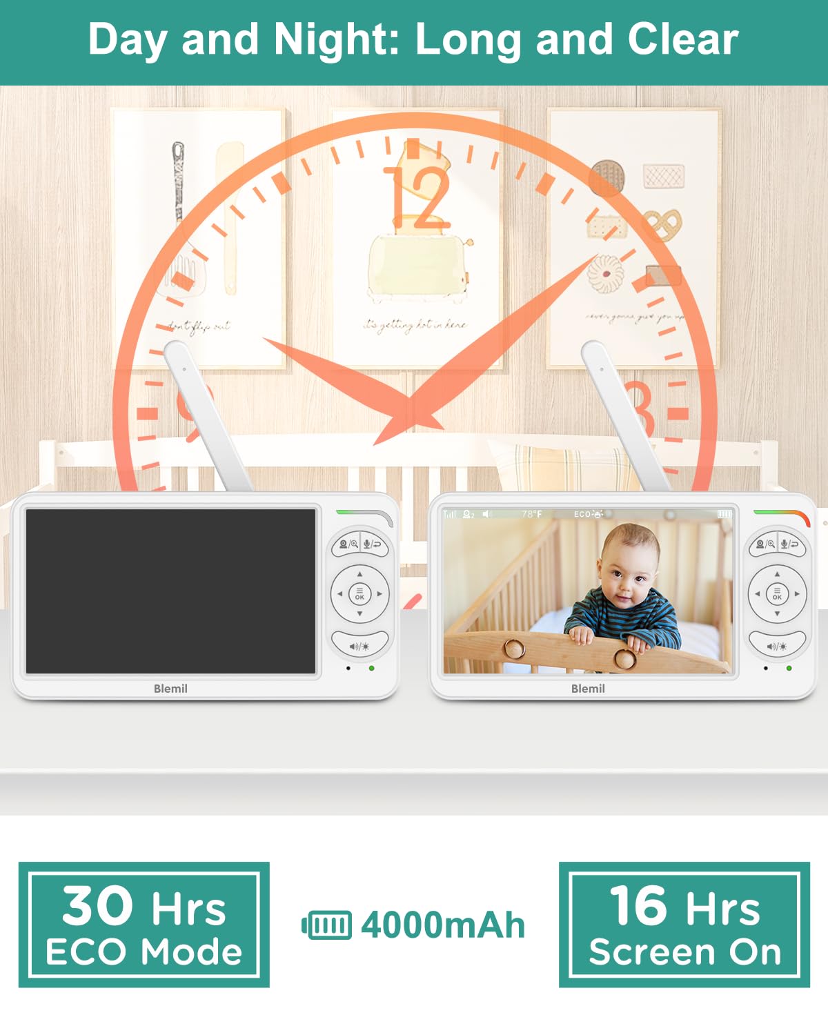 Blemil ECO mode saves energy while monitoring quietly