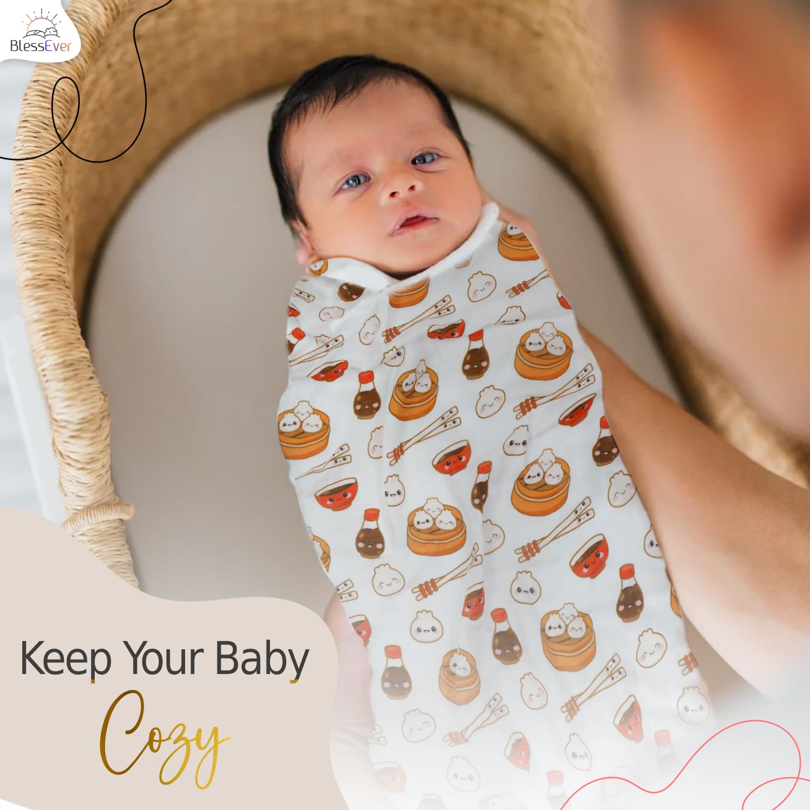 BlessEver muslin swaddle blanket all-season use suitable for year-round comfort.