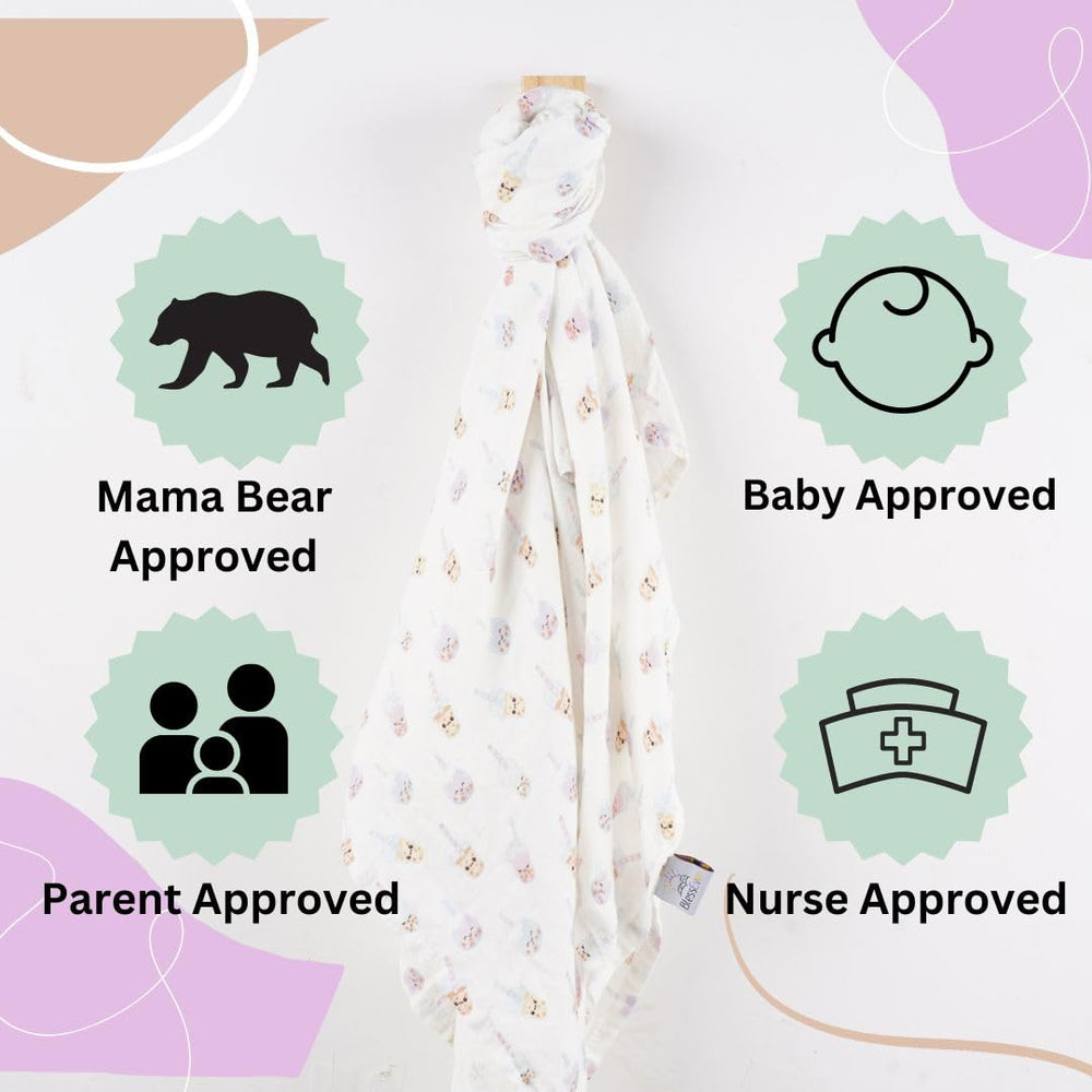 BlessEver muslin swaddle blanket featuring fade-resistant emojis design for playful moments.
