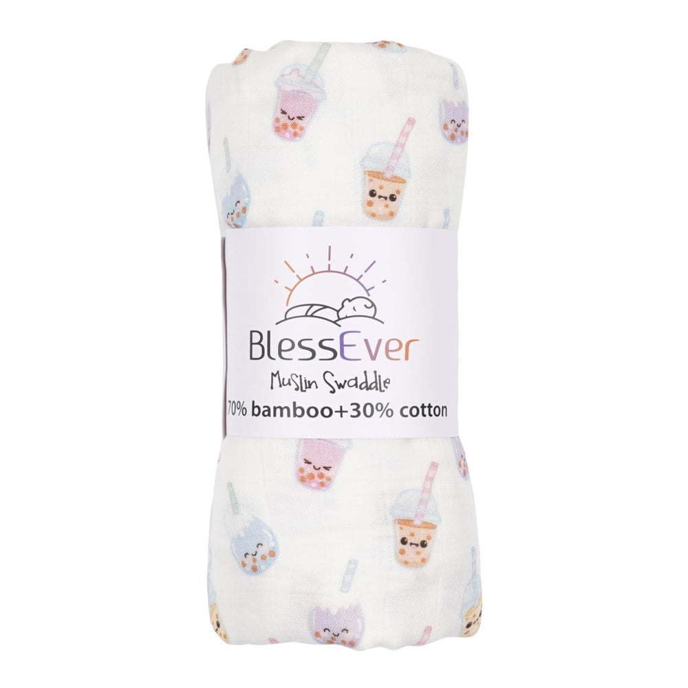 BlessEver muslin swaddle blanket large 42x47 inches for versatile layering.
