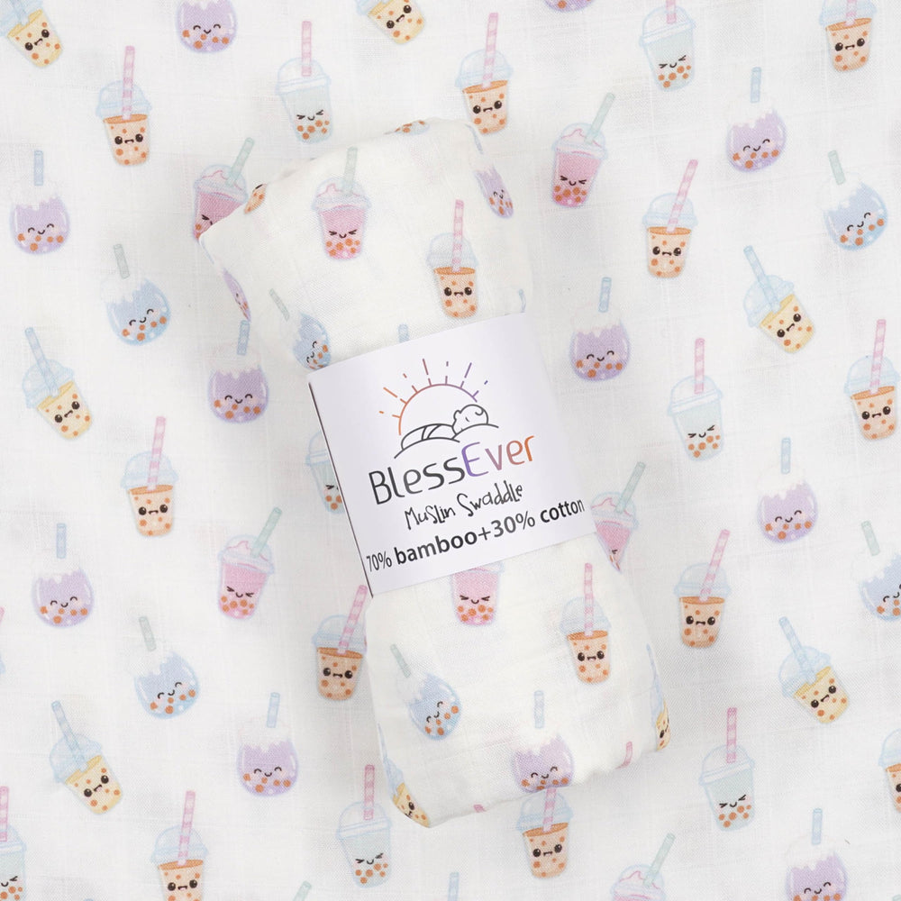 BlessEver muslin swaddle blanket newborn wrap used for calming swaddle and cuddle.