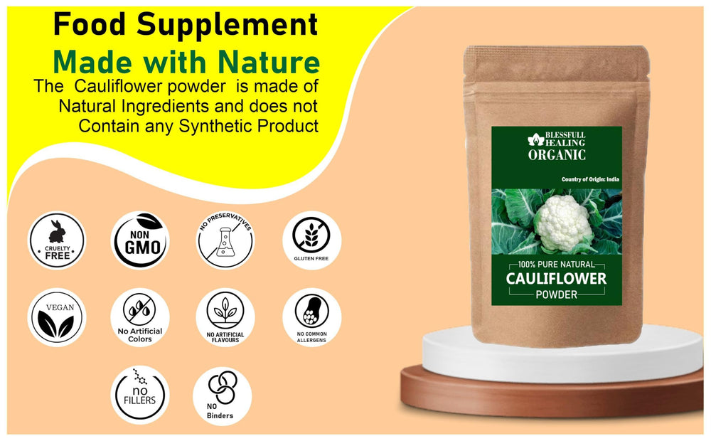 Blessfull Healing cauliflower powder in bowl ready to mix into smoothies and soups