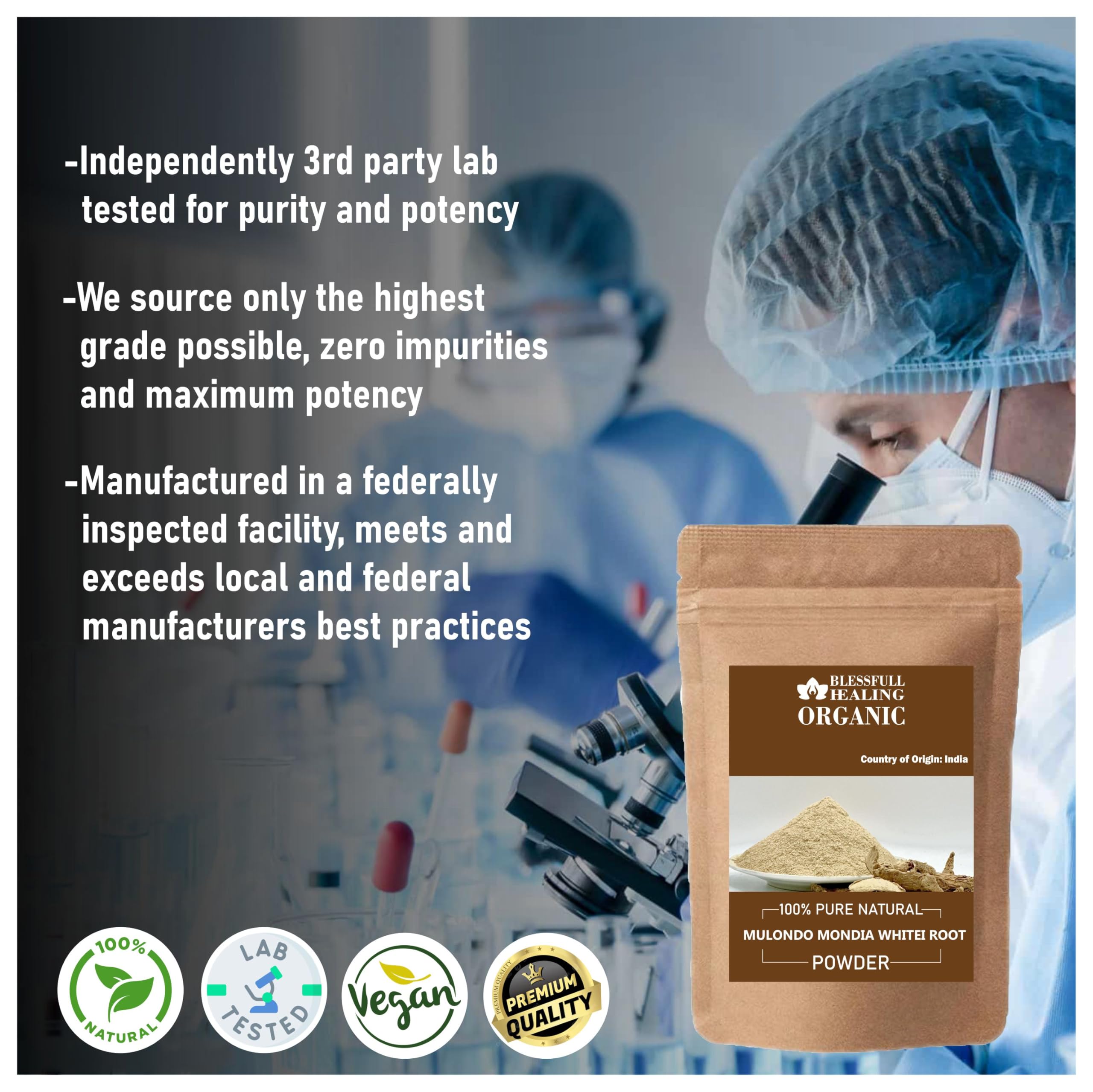 Blessfull Healing Mulondo Mondia Whitei root powder measuring spoon for easy dosing.