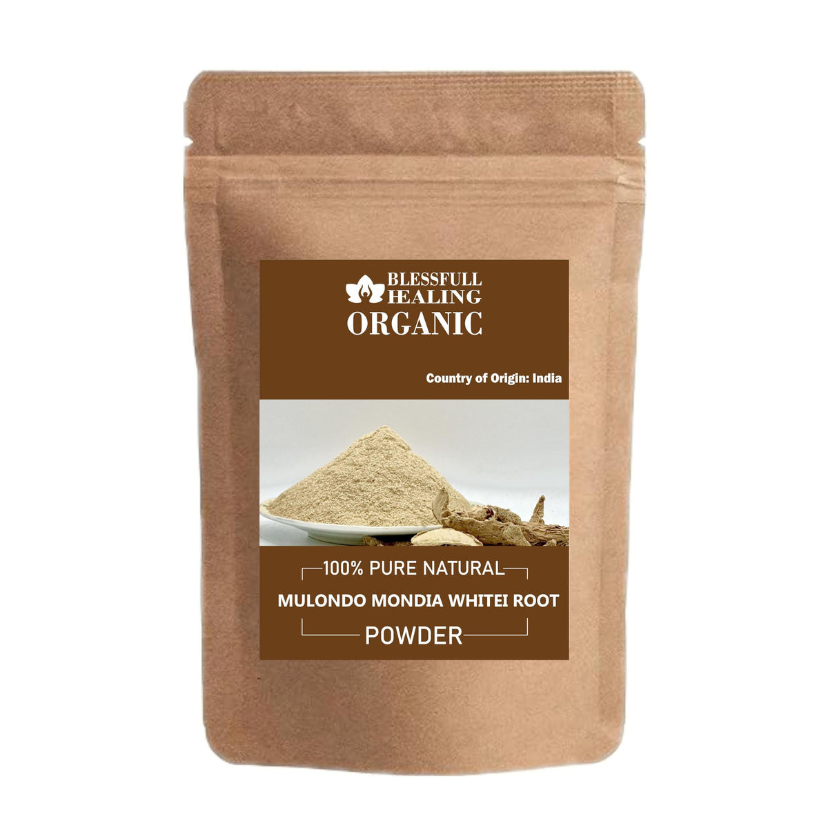 Blessfull Healing Mulondo Mondia Whitei root powder packaging for daily use.