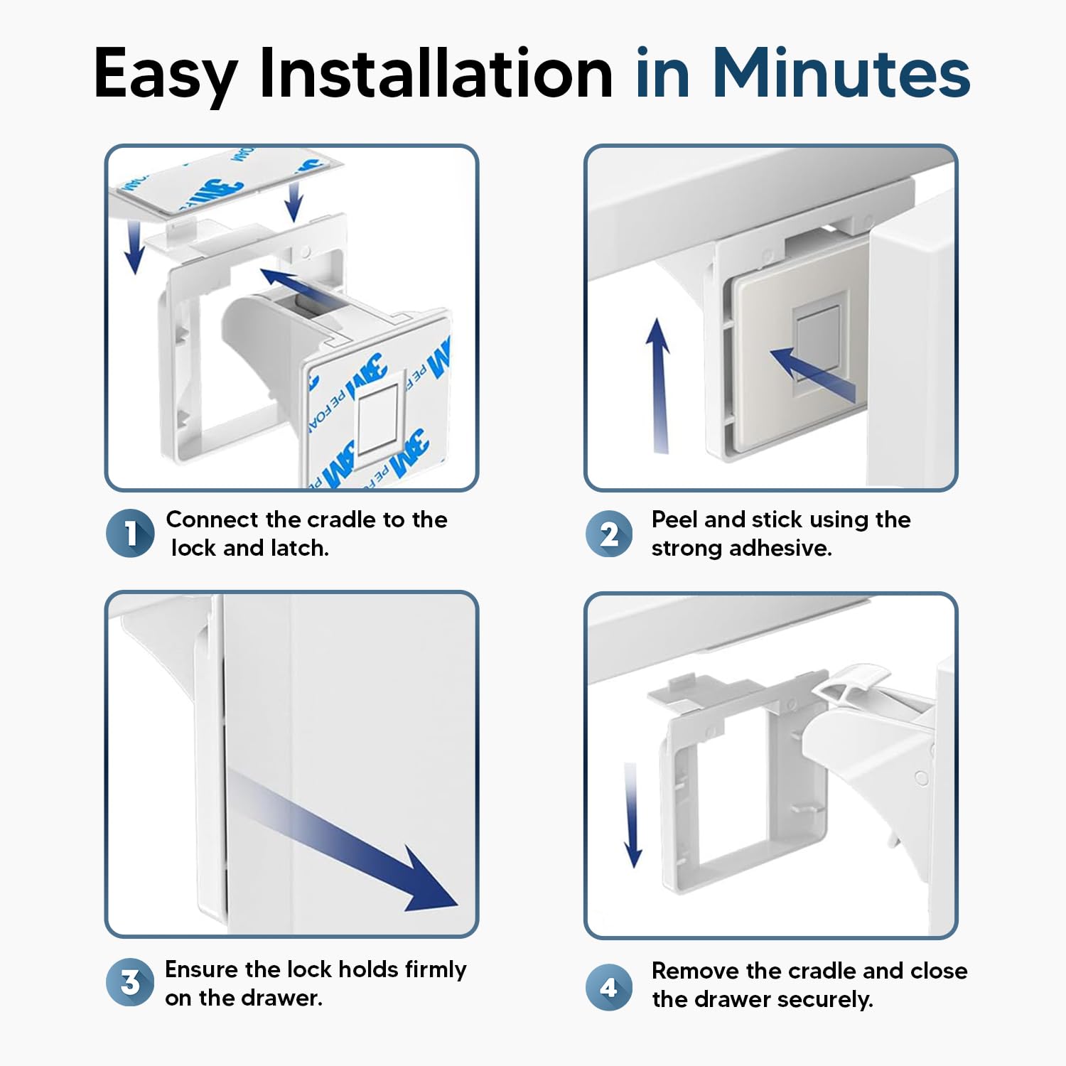 Blessimo no-drill design preserves furniture while securing cupboards and drawers