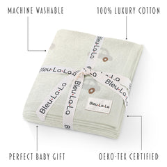 Bleu La La baby blanket gift-ready monogram ribbon enhances registry gifts