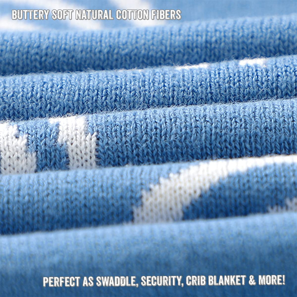 Bleu La La blanket gift-ready with nursery-friendly rainbow blue design