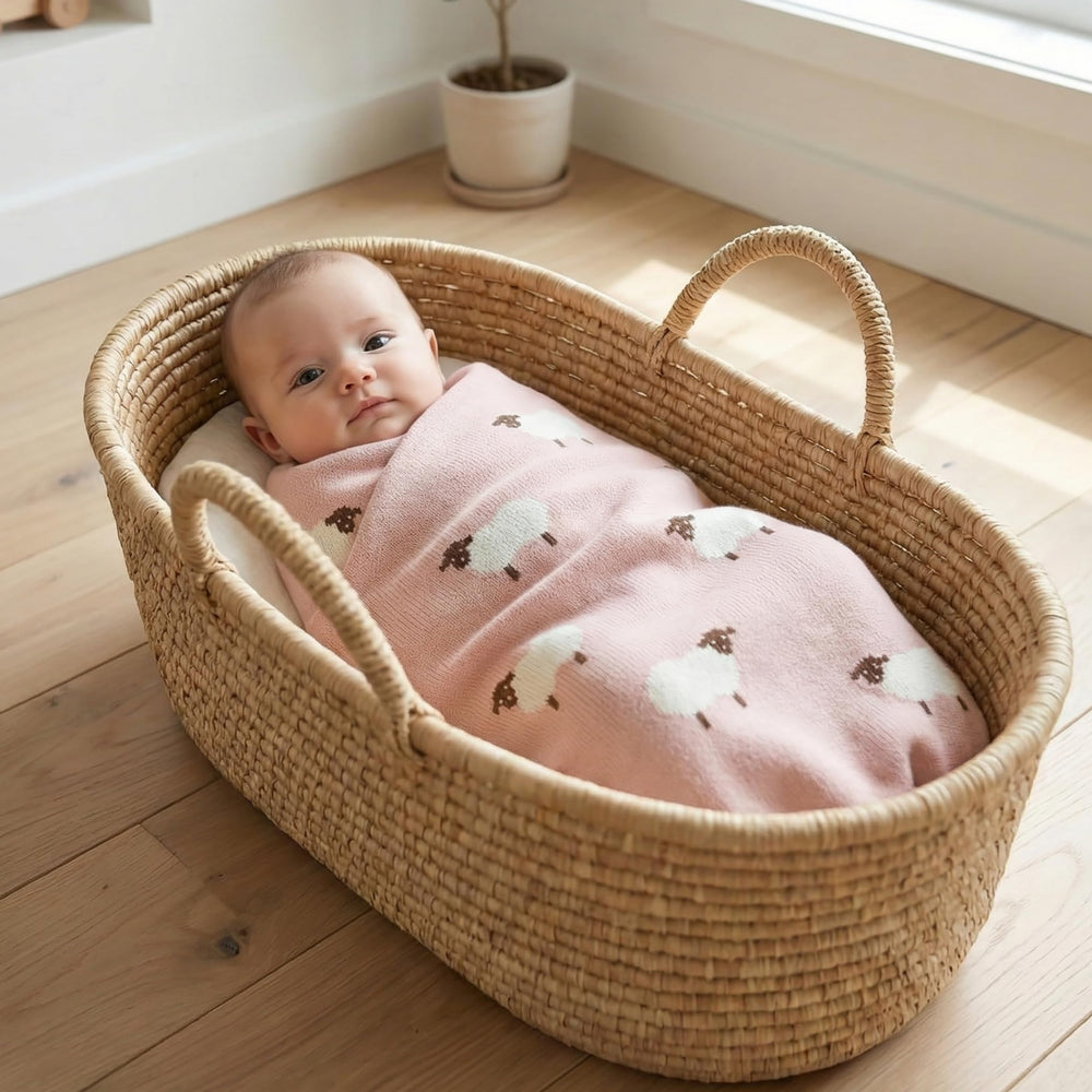 Bleu La La size 36x32 blanket fits newborn to toddler needs, versatile for swaddling or stroller use.