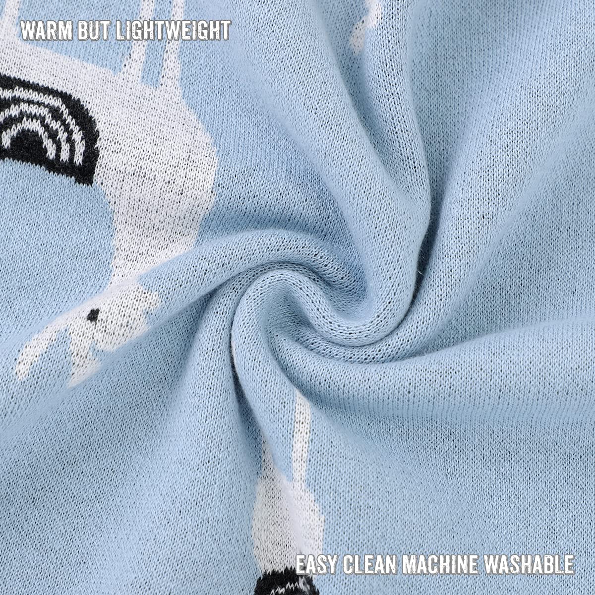 Bleu La La cuddle-time blanket invites soothing moments.