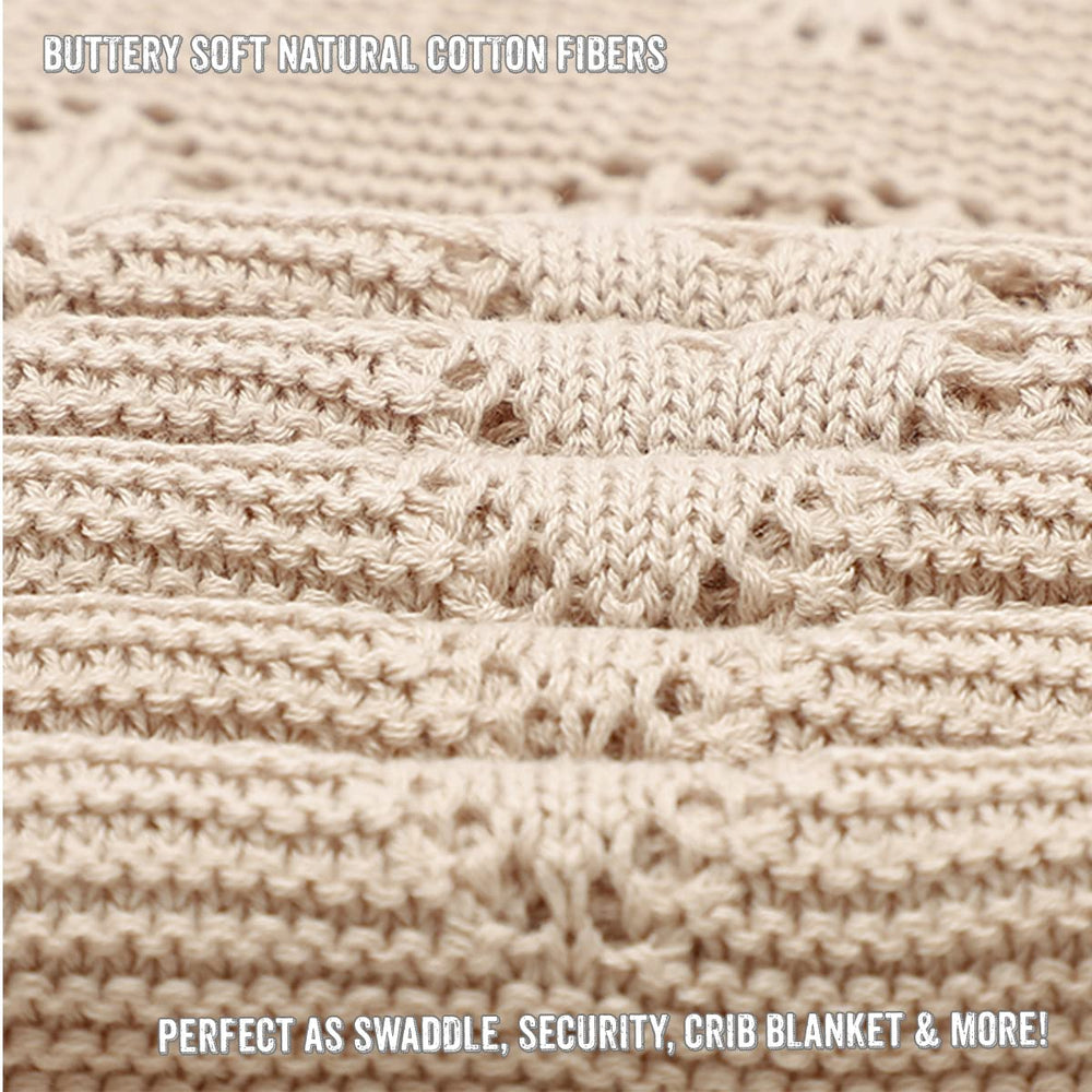 Bleu La La Heirloom Knit Heart Blanket gift-ready with ribbon for gifting