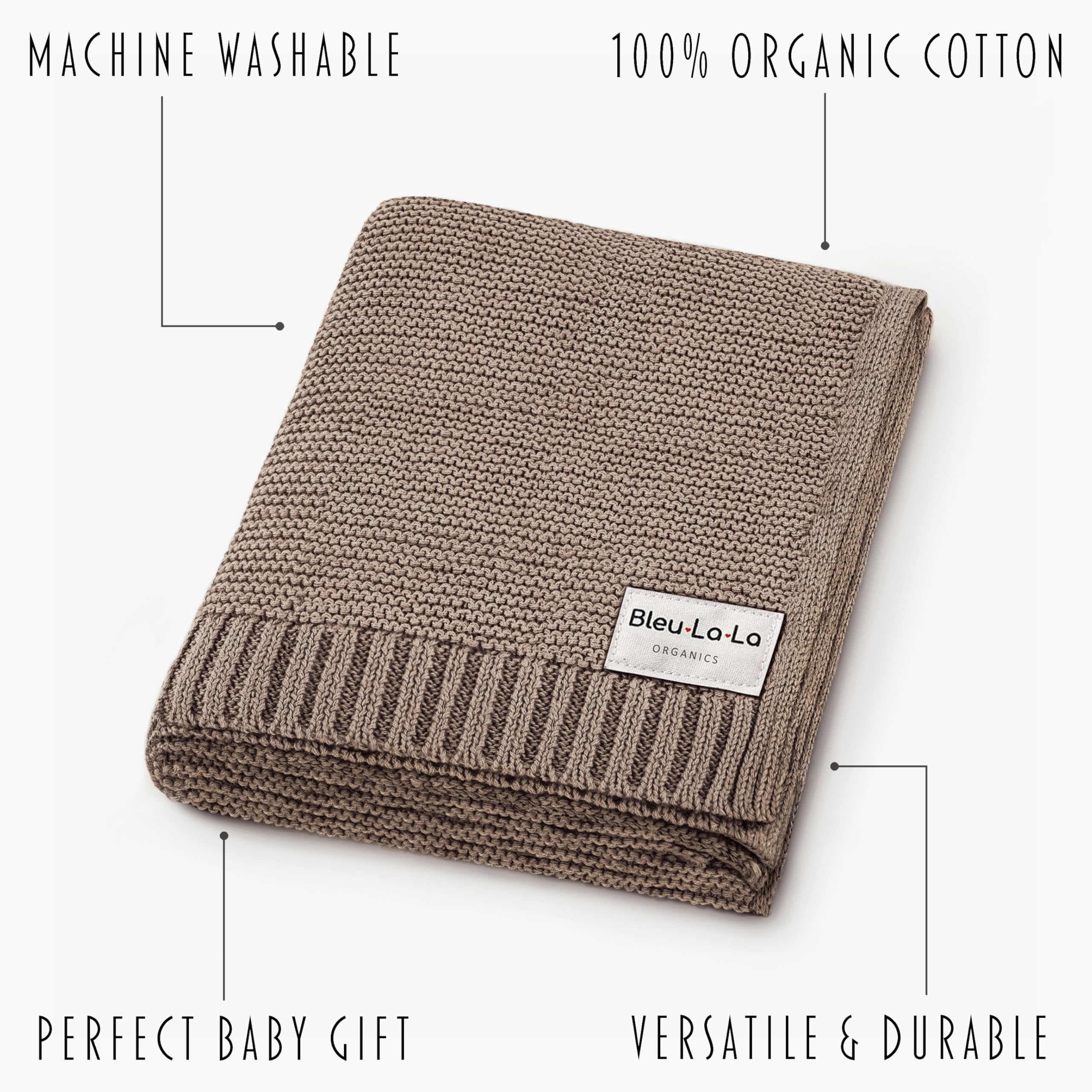 Bleu La La Heritage Knit newborn snuggle with soft blanket for cozy warmth.