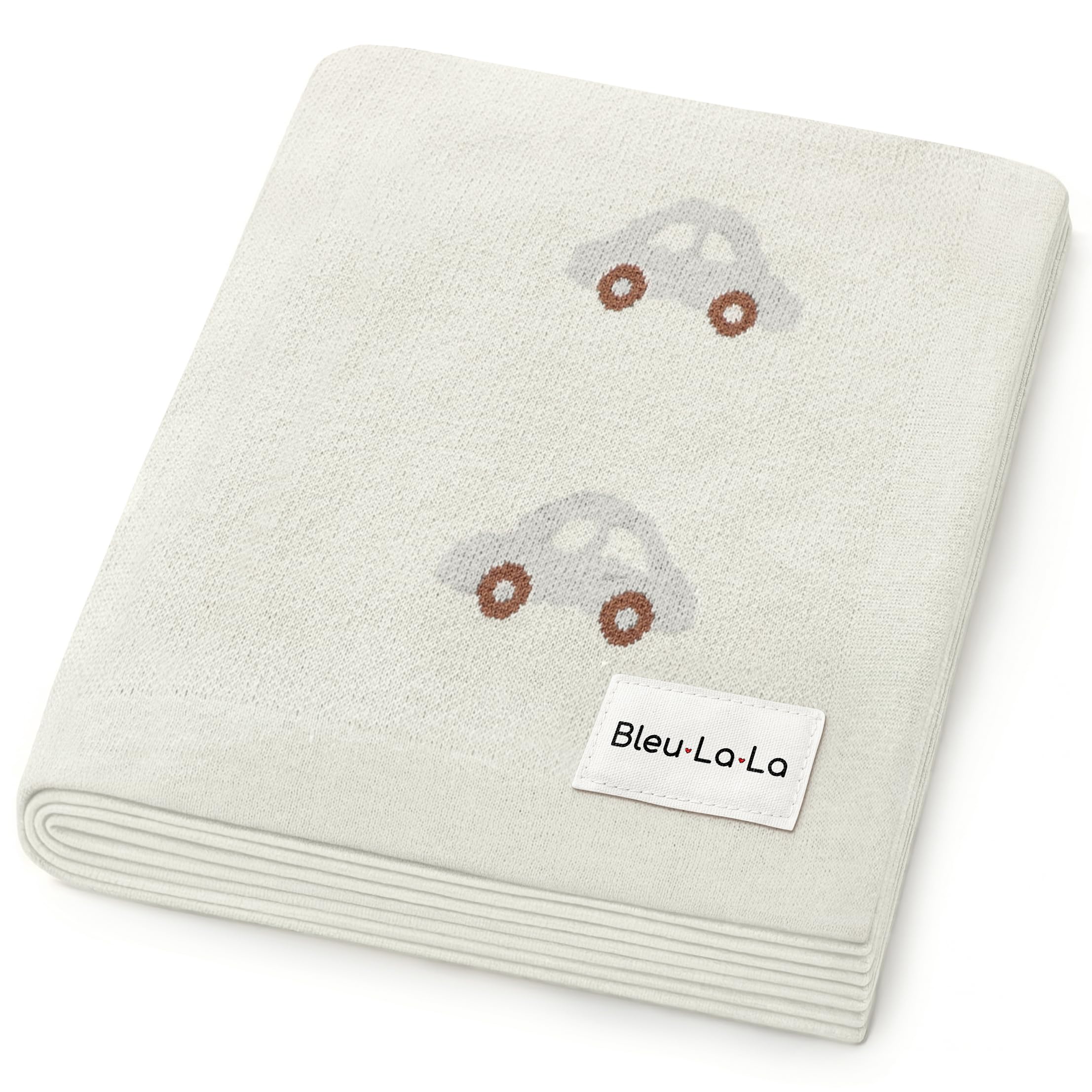 Bleu La La knit baby blanket cars-cream offers gentle newborn comfort