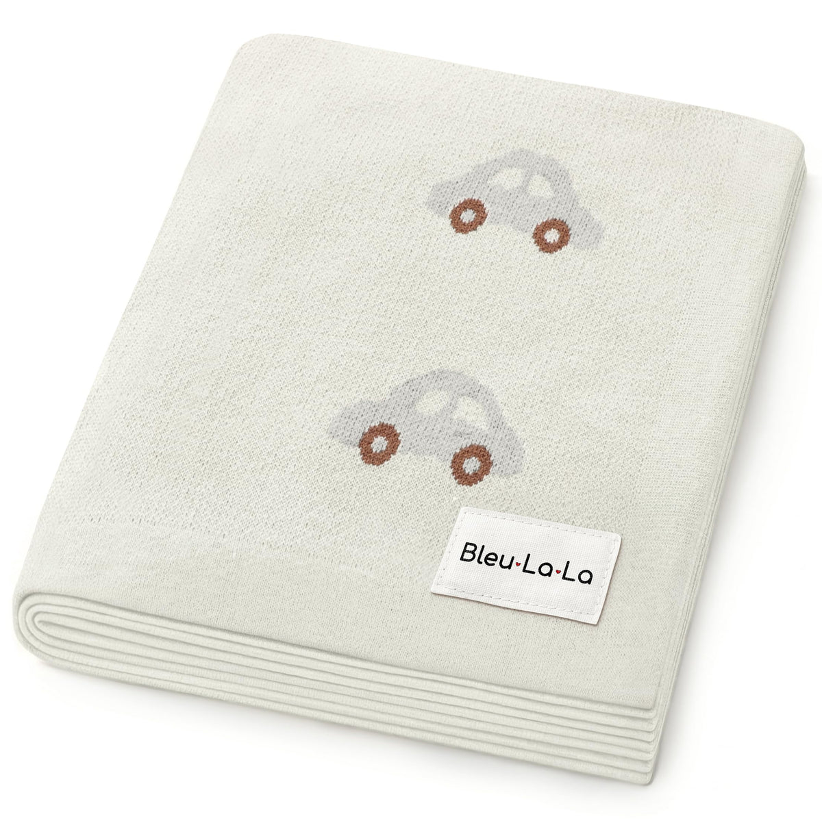 Bleu La La knit baby blanket cars-cream offers gentle newborn comfort